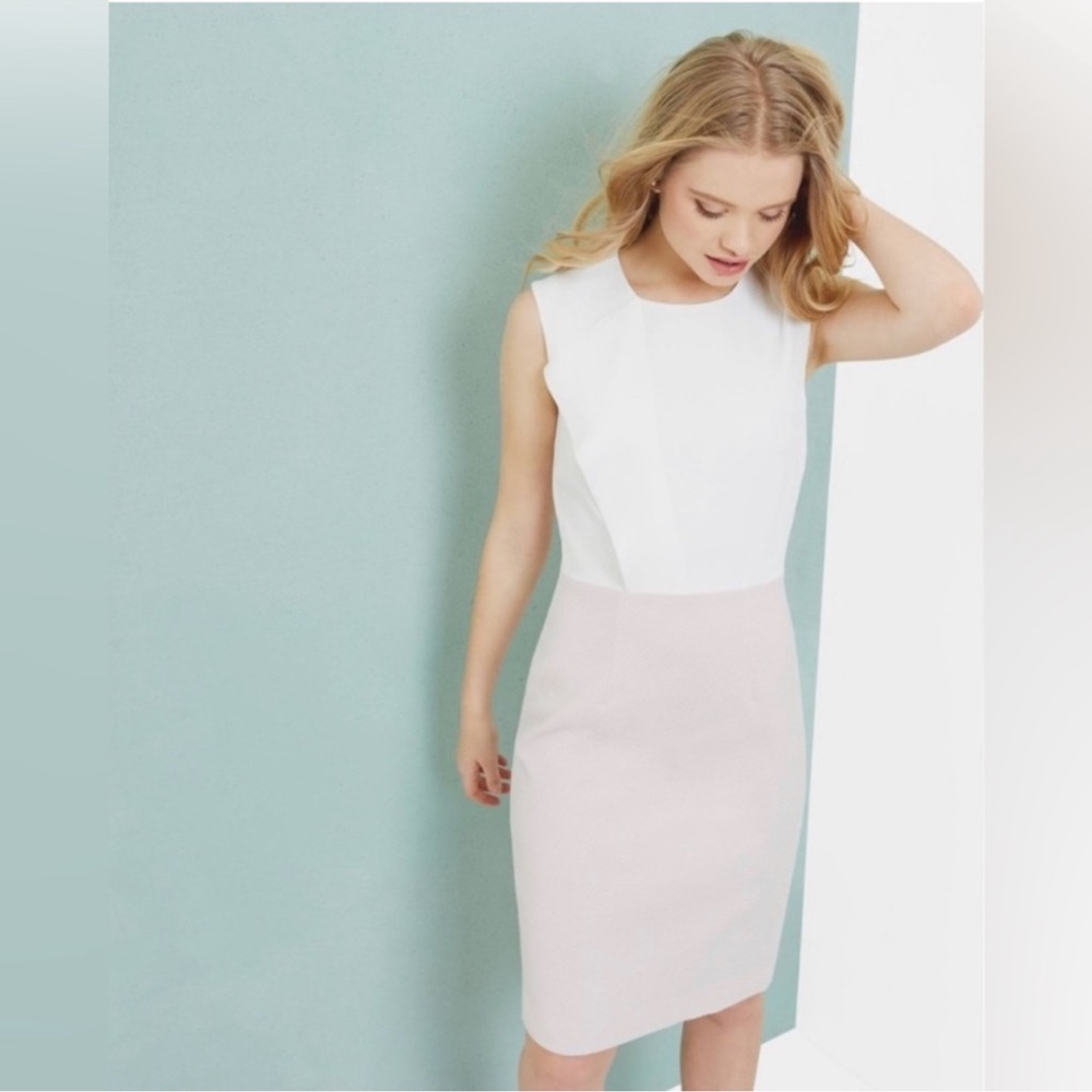 Ted Baker London Illidd Sheath Dress White and Pink Pencil Skirt